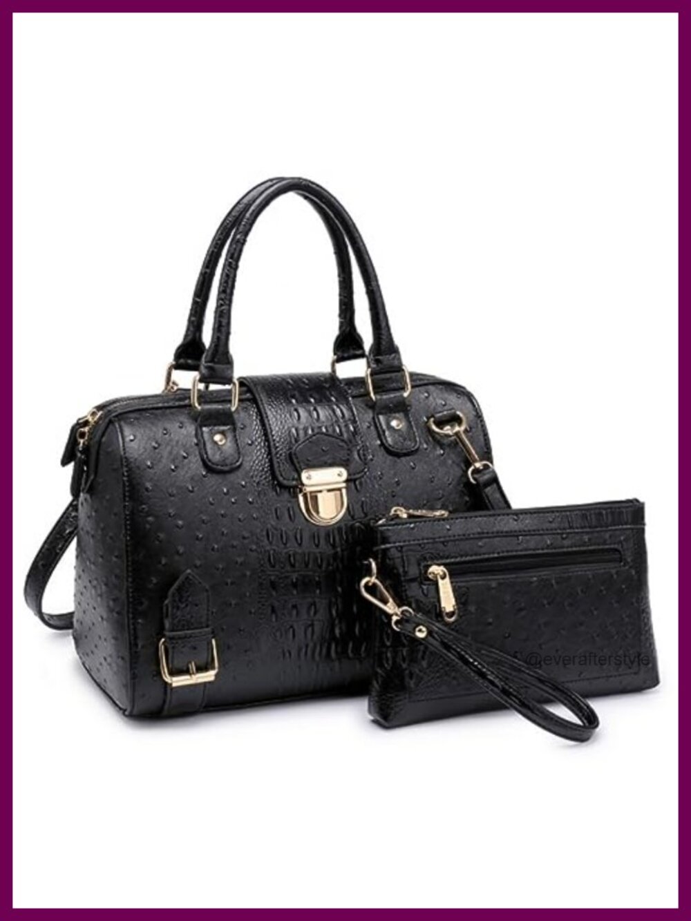 Vegan Leather Satchel Tote Work Handbag Top Handle Shoulder Bag